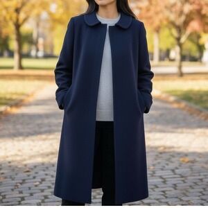 VTG Forstmann Kashmir Imperial 100% Virgin Cashmere 1950s Tailored Coat Navy M/L